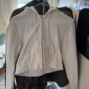 Cropped White Zip-Up